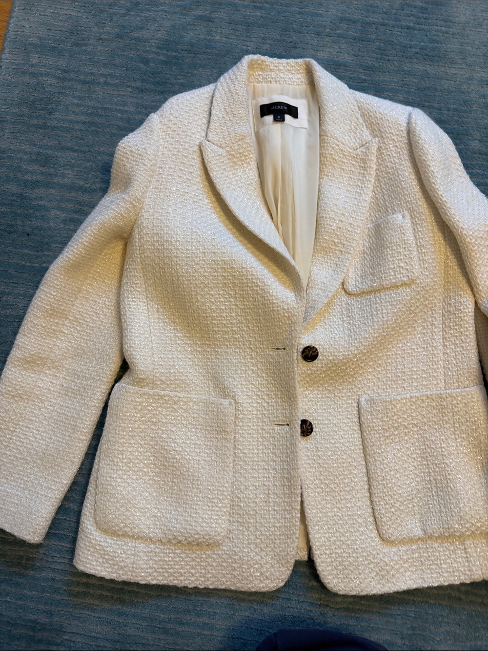 J. Crew Cream Textured Tweed Blazer Jacket